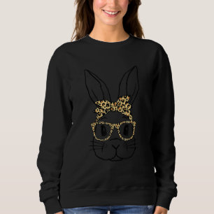 Cute Bunny Face Leopard Glasses Headband Happy Eas Sweatshirt