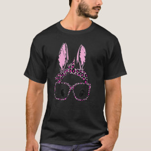 Cute Bunny Face Leopard Glasses Headband Happy Eas T-Shirt