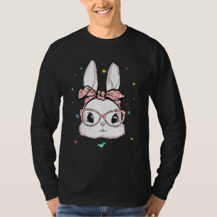 Cute Bunny Face Leopard Glasses Headband Happy Eas T-Shirt