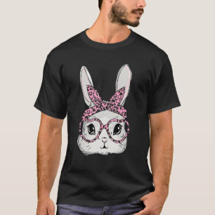 Cute Bunny Face Leopard Glasses Headband Happy Eas T-Shirt