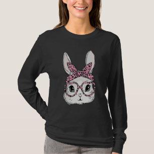 Cute Bunny Face Leopard Glasses Headband Happy Eas T-Shirt