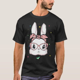Cute Bunny Face Leopard Glasses Headband Happy Eas T-Shirt