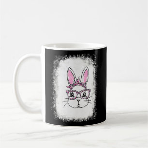 Cute Bunny Face Leopard Print Glasses Easter Wome Coffee Mug