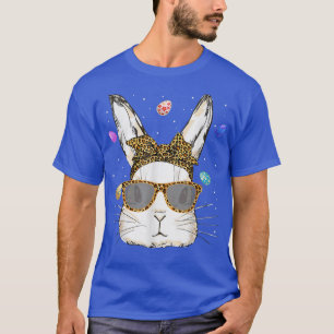 Cute Bunny Face Leopard Print Glasses Rabbit East T-Shirt