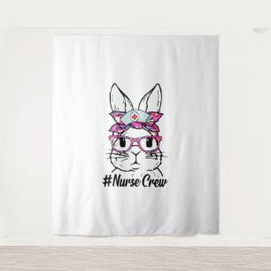 Cute Bunny Face Nurse Tie Dye Glasses Easter Day Tapestry
