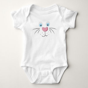 Cute Bunny Face Pink Nose Baby Bodysuit