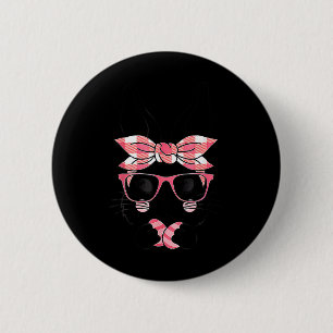 Cute Bunny Face Pink Plaid Pattern Gles Happy East 6 Cm Round Badge