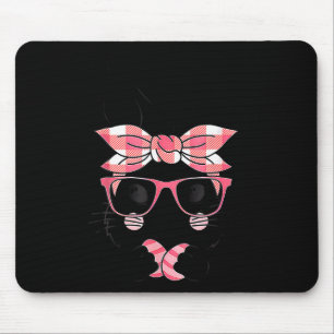 Cute Bunny Face Pink Plaid Pattern Gles Happy East Mouse Pad