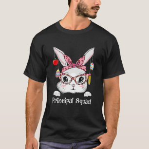 Cute Bunny Face Principal Squad Leopard Easter Mat T-Shirt