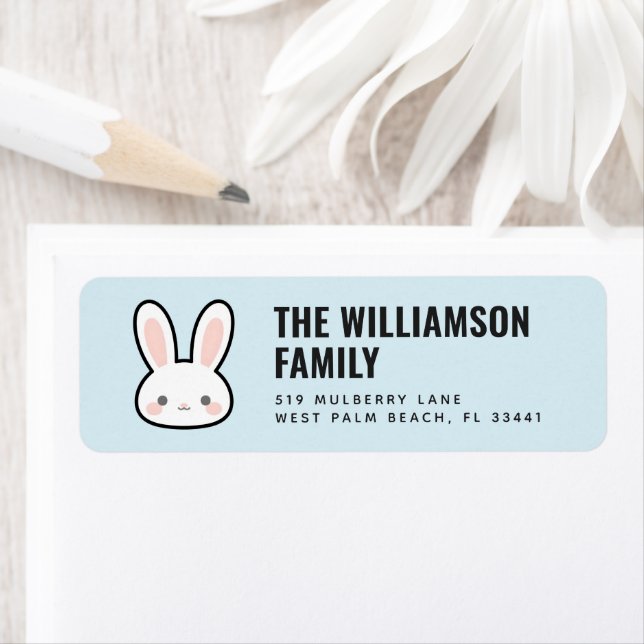 Cute Bunny Face Rabbit Face Return Address Label (Insitu)