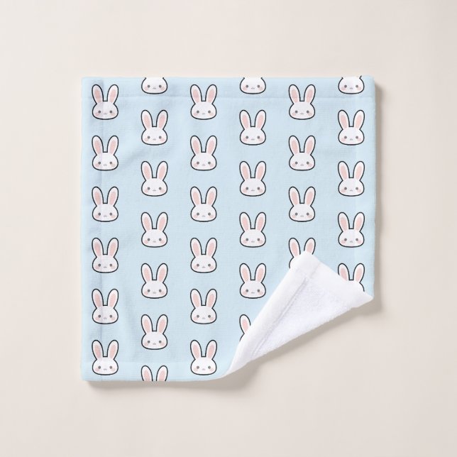 Cute Bunny Face Rabbit Pattern Bath Towel Set (Wash Cloth)
