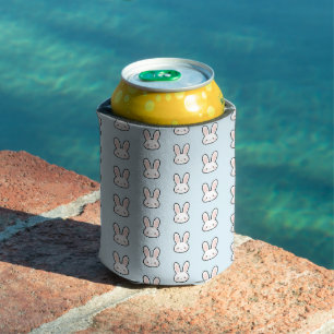 Cute Bunny Face Rabbit Pattern Can Cooler