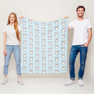 Cute Bunny Face Rabbit Pattern Fleece Blanket