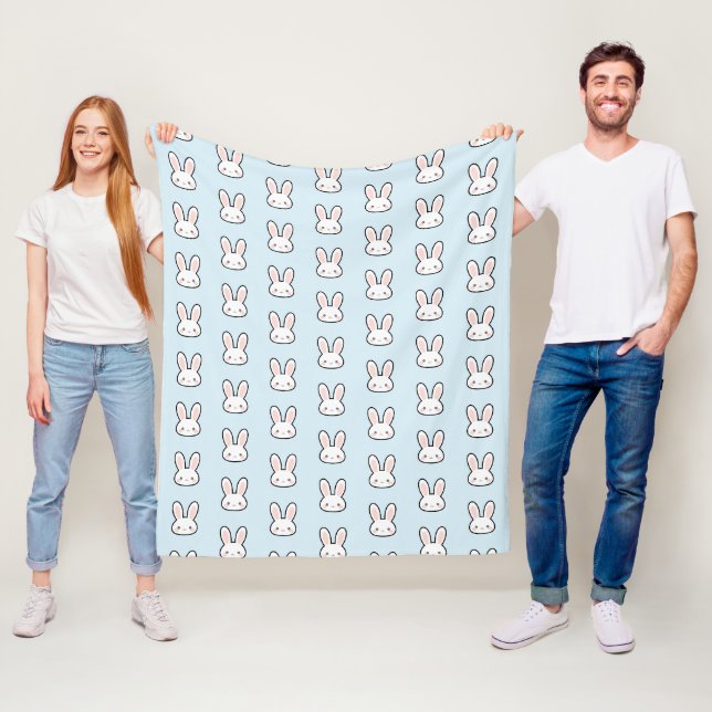 Cute Bunny Face Rabbit Pattern Fleece Blanket (In Situ)