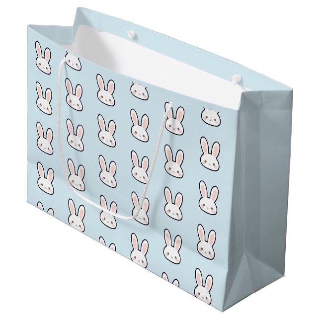 Cute Bunny Face Rabbit Pattern Large Gift Bag (Front Angled)