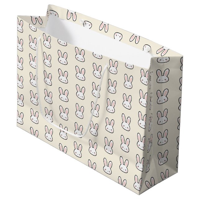 Cute Bunny Face Rabbit Pattern Large Gift Bag (Front Angled)