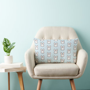 Cute Bunny Face Rabbit Pattern Lumbar Cushion