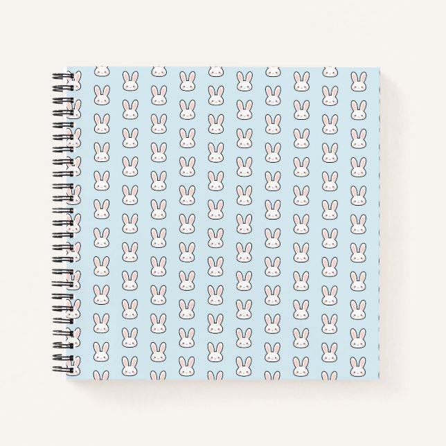Cute Bunny Face Rabbit Pattern Notebook (Front)