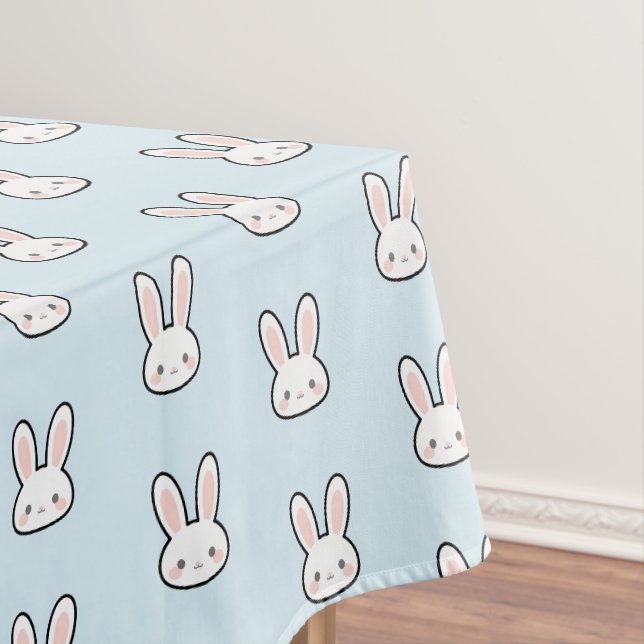 Cute Bunny Face Rabbit Pattern Tablecloth (In Situ)
