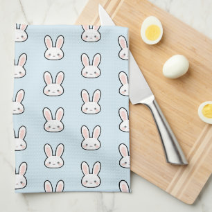 Cute Bunny Face Rabbit Pattern Tea Towel