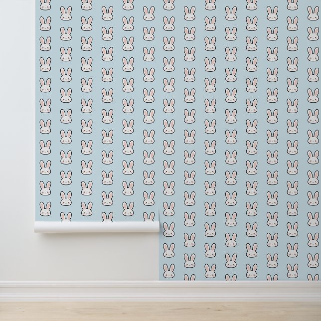 Cute Bunny Face Rabbit Pattern Wallpaper (Application)
