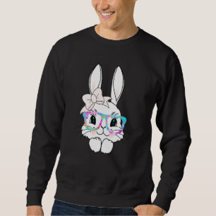 Cute Bunny Face Rainbow Glasses Spring Rabbit East Sweatshirt