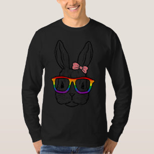 Cute Bunny Face Rainbow Glasses With Lgbt Pride Ea T-Shirt