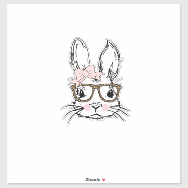 Cute Bunny Face Shirt Leopard Print Glasses EASTER (Sheet)