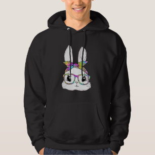 Cute Bunny Face Tie Dye Glasses Easter Day Hoodie