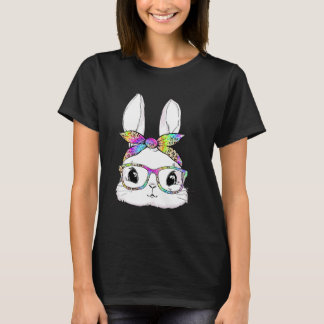 Cute Bunny Face Tie Dye Glasses Easter Day T-Shirt