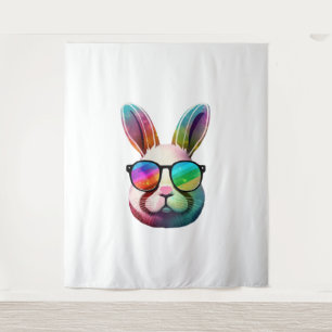 Cute Bunny Face Tie Dye Glasses Easter Day  Tapestry
