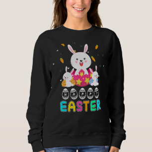 Cute Bunny Face Tie Dye Glasses Headband Happy Eas Sweatshirt
