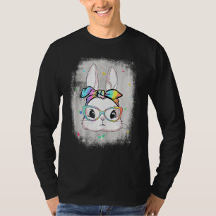 Cute Bunny Face Tie Dye Glasses Headband Happy Eas T-Shirt