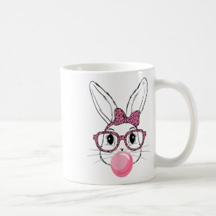 Cute Bunny Face Tie Dye Gles Coquette Bow Easter D Coffee Mug