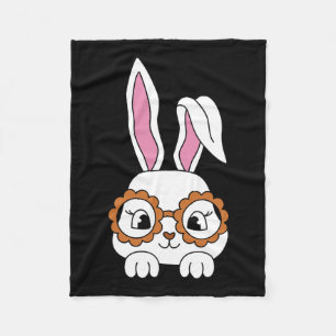 Cute Bunny Face Tie Dye Gles Easter Day Fleece Blanket
