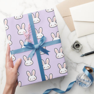 Cute Bunny Face White Rabbit Face Pattern Wrapping Paper