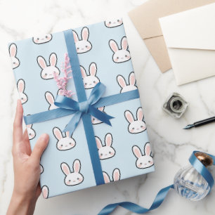 Cute Bunny Face White Rabbit Face Pattern Wrapping Paper
