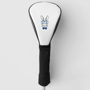 Cute Bunny Face With Blue Glasses Bow Tie Easter R Golf Head Cover