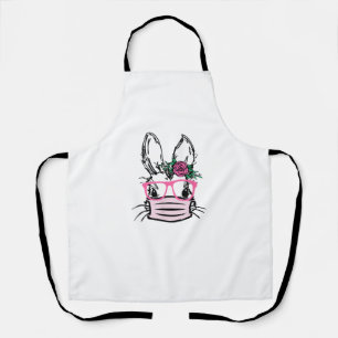 Cute Bunny Face With Face Mask Glasses Rabbit EAST Apron