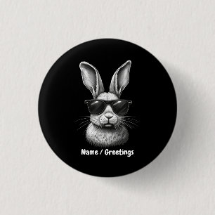 Cute Bunny Face With Sunglasses For Kids 3 Cm Round Badge
