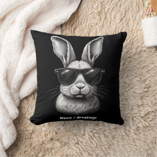 Cute Bunny Face With Sunglasses For Kids Cushion