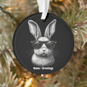 Cute Bunny Face With Sunglasses For Kids  Ornament