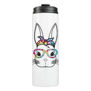 Cute Bunny Face With Tie Dye Glasses Headband East Thermal Tumbler