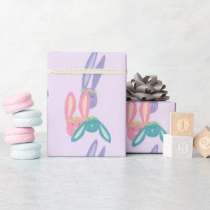 Cute Bunny Family And Pastel Colours Light Purple Wrapping Paper