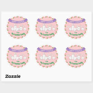 cute bunny family easter personalised sticker
