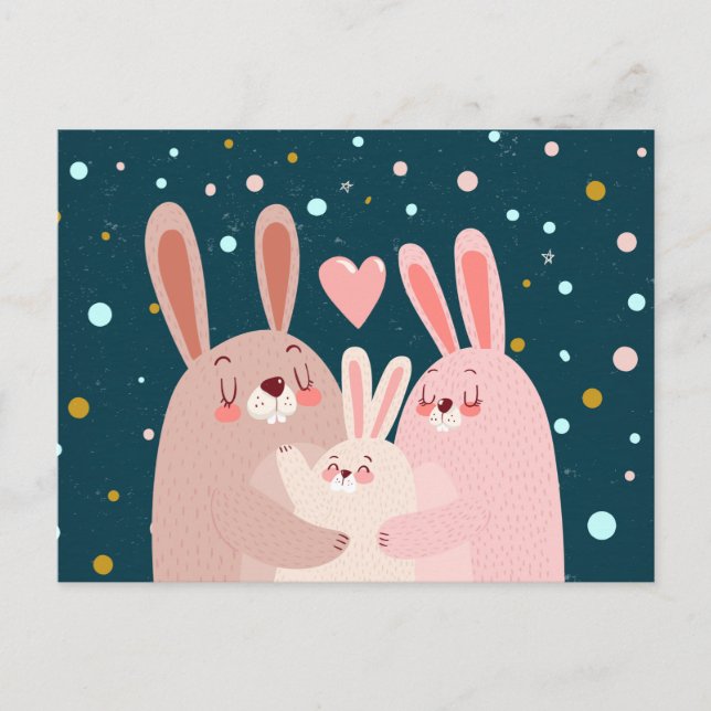 Cute Bunny Family Postcard (Front)