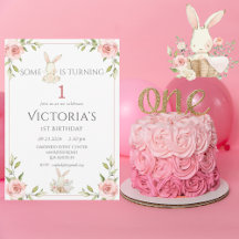 Cute Bunny First 1st Birthday Party