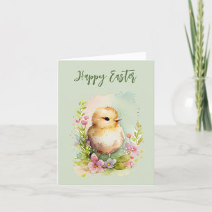 Cute Bunny Floral Watercolor Easter Design Announcement