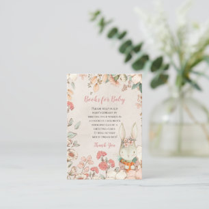 Cute Bunny Florals Books For Baby Shower Enclosure Card