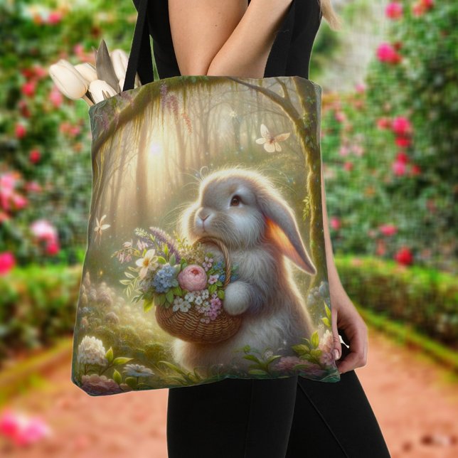 Cute Bunny Flowers Easter Basket  Tote Bag (Creator Uploaded)